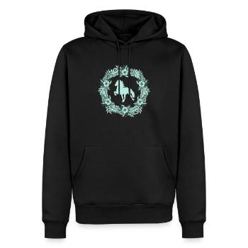 Couronne de cheval islandais menthe - Sweat à capuche Premium bio Homme - noir - Devant - Nico (187cm)