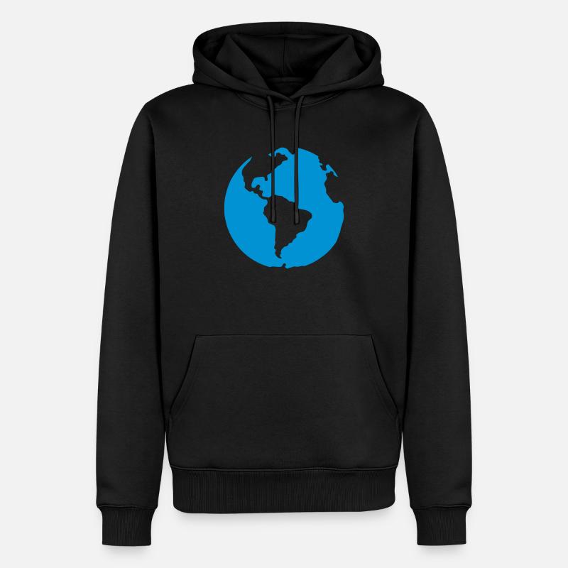 planete terre bleu icone - Sweat à capuche Premium bio Homme - noir