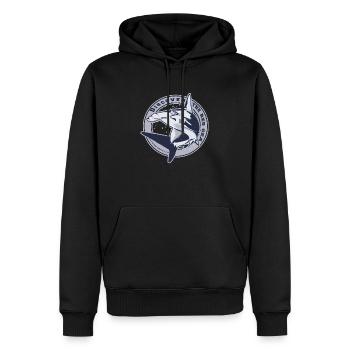 Hammerhead in circle - Männer Premium Bio Hoodie - Schwarz - Vorne - Nico (187cm)