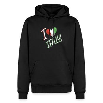I Love Italy Italie drapeau coeur - Sweat à capuche Premium bio Homme - noir - Devant - Nico (187cm)