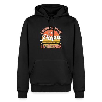 Papa L'homme Le Mythe La Légende - Sweat à capuche Premium bio Homme - noir - Devant - Nico (187cm)