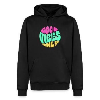 GOOD VIBES ONLY - Sweat à capuche Premium bio Homme - noir - Devant - Nico (187cm)