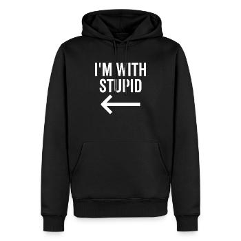 Ich bin mit Dumm - Männer Premium Bio Hoodie - Schwarz - Vorne - Nico (187cm)