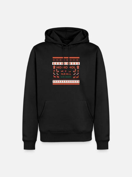 Lustiger Weihnachtspullover - Bier - Männer Premium Bio Hoodie - Schwarz