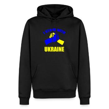 Je soutiens l’Ukraine - Sweat à capuche Premium bio Homme - noir - Devant - Nico (187cm)