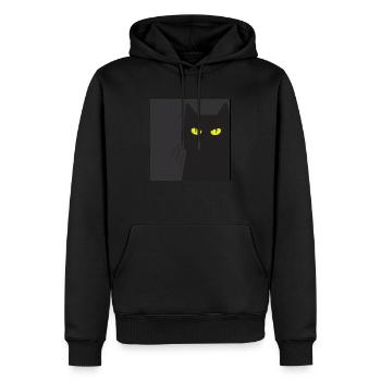 BLACK CAT VOUS REGARDE. Chat qui vous regarde !! - Sweat à capuche Premium bio Homme - noir - Devant - Nico (187cm)