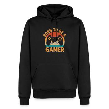 né pour être un joueur - Sweat à capuche Premium bio Homme - noir - Devant - Nico (187cm)