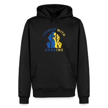 I Stand with Ukraine - Männer Premium Bio Hoodie - Schwarz - Vorne - Nico (187cm)