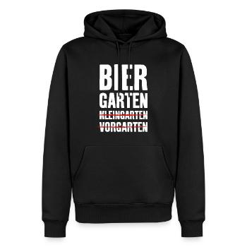 BIERGARTEN KLEINGARTEN GARTEN BIER - Männer Premium Bio Hoodie - Schwarz - Vorne - Nico (187cm)