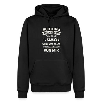 Schulanfang Einschulung 1 Klasse Grundschule - Männer Premium Bio Hoodie - Schwarz - Vorne - Nico (187cm)