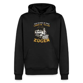Zugticket Bahnfahren Lockführer Zug Schaffner - Männer Premium Bio Hoodie - Schwarz - Vorne - Nico (187cm)
