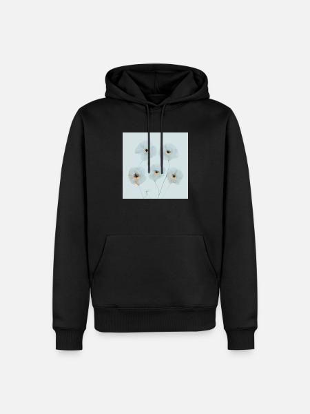 Poppy Flowers Blue Orange - Men’s Premium Organic Hoodie - black