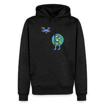 Erde Drohnenpilot Tag der Erde - Männer Premium Bio Hoodie - Schwarz - Vorne - Nico (187cm)