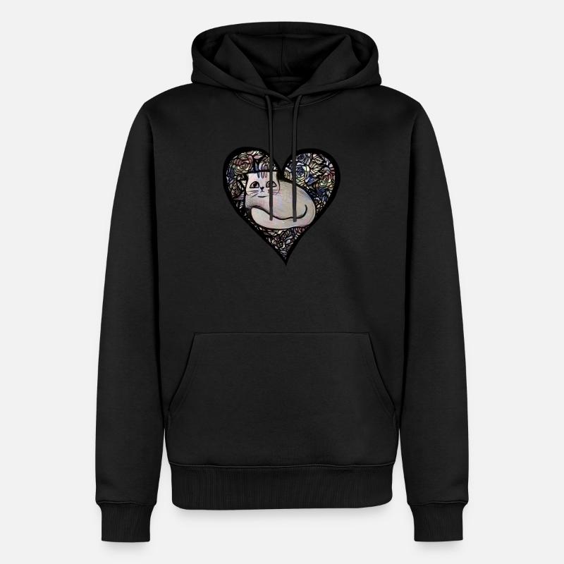 Chat Blanc Kitty - Sweat à capuche Premium bio Homme - noir