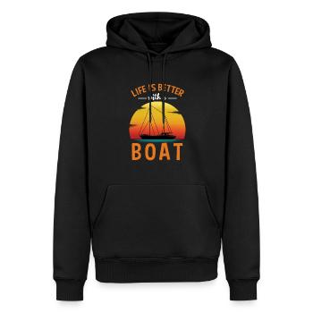 Bateau de sport Racing Boat Propriétaire de bateau Capitaine Motorboat - Sweat à capuche Premium bio Homme - noir - Devant - Nico (187cm)