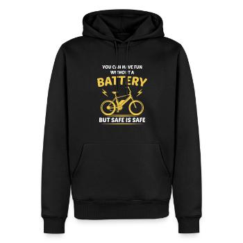 Elektrofahrrad Akku Batterie Fahrrad E-Bike - Männer Premium Bio Hoodie - Schwarz - Vorne - Nico (187cm)