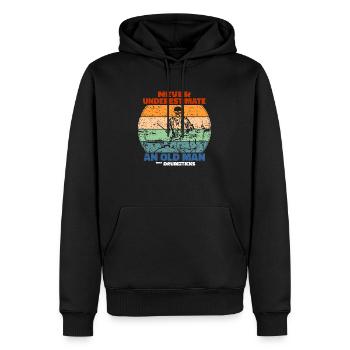 lustiger drummer schlagzeuger spruch vintage retro - Männer Premium Bio Hoodie - Schwarz - Vorne - Nico (187cm)