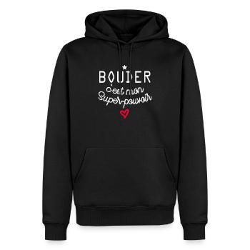 bouder c est mon super pouvoir - Sweat à capuche Premium bio Homme - noir - Devant - Nico (187cm)
