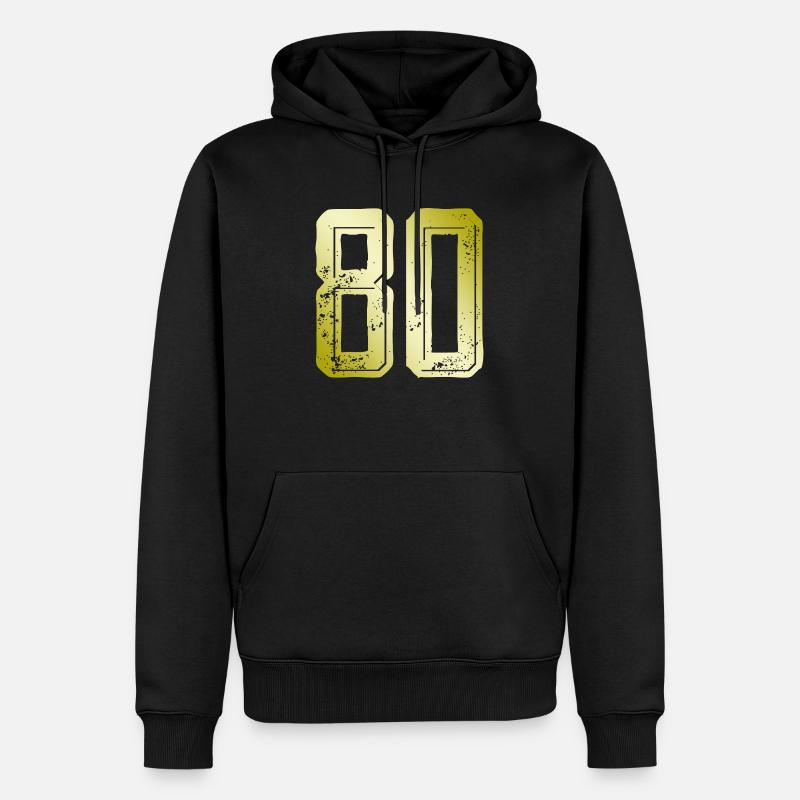Symbole de nombre 80 - Sweat à capuche Premium bio Homme - noir