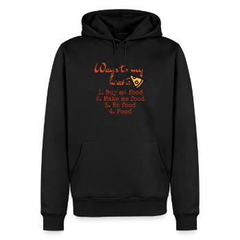 J’aime les vêtements / Chemins vers mon cœur - Sweat à capuche Premium bio Homme - noir - Devant - Nico (187cm)