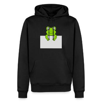 Present text Comic Frog - Men’s Premium Organic Hoodie - black - Front - Nico (187cm)