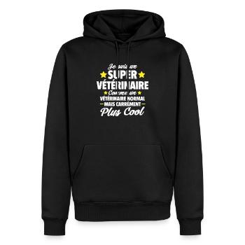 je suis un super vétérinaire / humour vétérinaire - Sweat à capuche Premium bio Homme - noir - Devant - Nico (187cm)