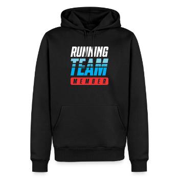 Running Team - Männer Premium Bio Hoodie - Schwarz - Vorne - Nico (187cm)