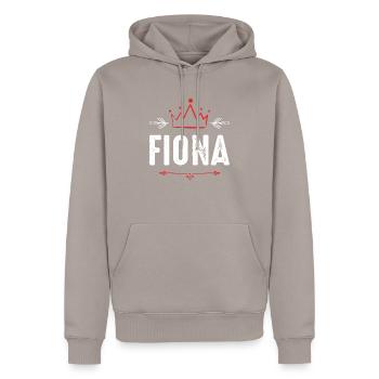 Fiona - Sweat à capuche Premium bio Homme - taupe - Devant - Nico (187cm)