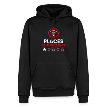 Plätze Ohne WiFi - Männer Premium Bio Hoodie - Schwarz - Vorne - Nico (187cm)