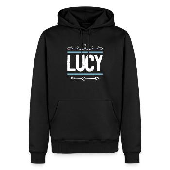 Lucy - Men’s Premium Organic Hoodie - black - Front - Nico (187cm)