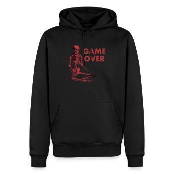 FIN DU JEU - Sweat à capuche Premium bio Homme - noir - Devant - Nico (187cm)