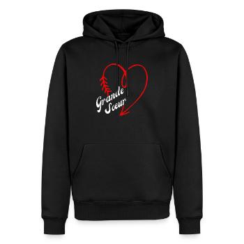 grande sœur cœur - Sweat à capuche Premium bio Homme - noir - Devant - Nico (187cm)
