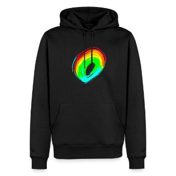 Rainbow dégradé coloré cool rétro tendance Art 3 - Sweat à capuche Premium bio Homme - noir - Devant - Nico (187cm)