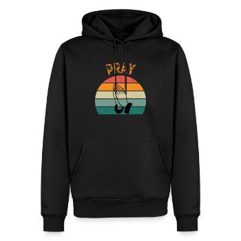 T shirts - betende Hände - Männer Premium Bio Hoodie - Schwarz - Vorne - Nico (187cm)