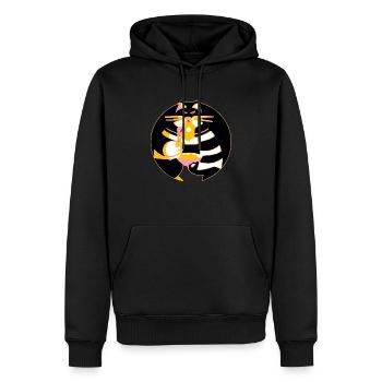 Bonz die geheimnisvolle Katze - Männer Premium Bio Hoodie - Schwarz - Vorne - Nico (187cm)