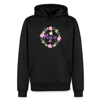 Paix - Sweat à capuche Premium bio Homme - noir - Devant - Nico (187cm)