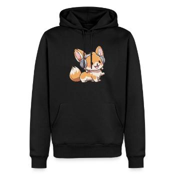 Kawaii Cute Happy Colorful Dog avec des écouteurs - Sweat à capuche Premium bio Homme - noir - Devant - Nico (187cm)
