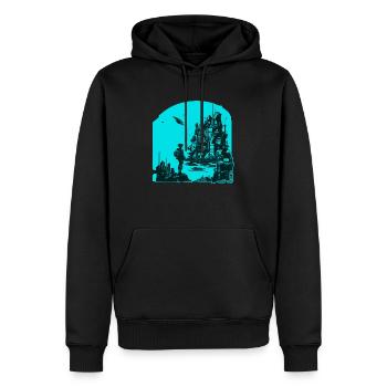 Design 8 bits dans le style des jeux vidéo rétro - Sweat à capuche Premium bio Homme - noir - Devant - Nico (187cm)