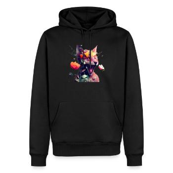 Frühling Fuchs und Blumen - Männer Premium Bio Hoodie - Schwarz - Vorne - Nico (187cm)