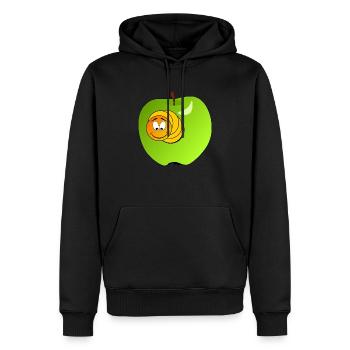 Lustige Raupe in einem grünen Apfel - Männer Premium Bio Hoodie - Schwarz - Vorne - Nico (187cm)
