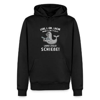 Lebe Liebe Lache Wenn Das Nicht Hilft Lade Ziele - Männer Premium Bio Hoodie - Schwarz - Vorne - Nico (187cm)