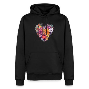 Coeur de fleurs - Sweat à capuche Premium bio Homme - noir - Devant - Nico (187cm)