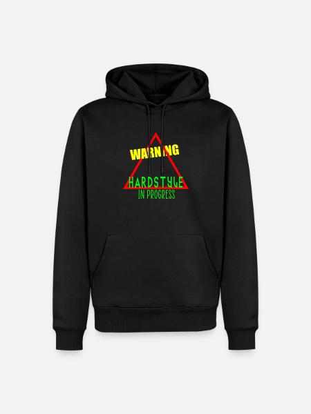 Warning hardstyle in progress - Men’s Premium Organic Hoodie - black