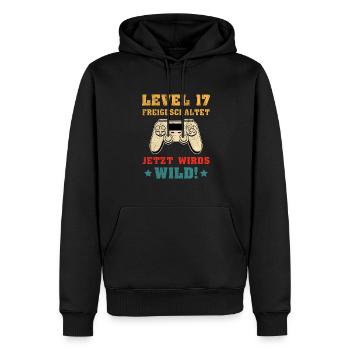 Level 17 Freigeschaltet Geburtstagsgeschenk - Männer Premium Bio Hoodie - Schwarz - Vorne - Nico (187cm)