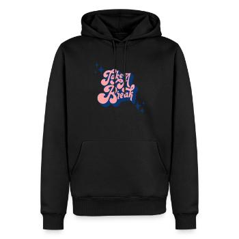 TAKE A BREAK - Men’s Premium Organic Hoodie - black - Front - Nico (187cm)