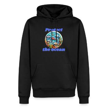 Protect the ocean - Men’s Premium Organic Hoodie - black - Front - Nico (187cm)