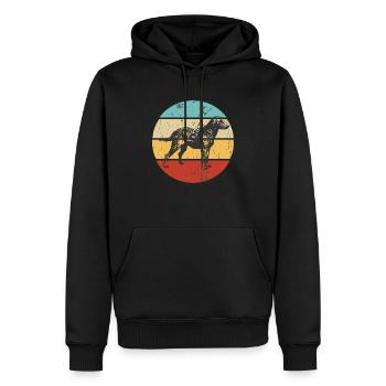 Vintage Hund Retro Sonnenuntergang - Männer Premium Bio Hoodie - Schwarz - Vorne - Nico (187cm)