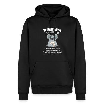 Koala Morgenmuffel Kaffee Regeln Wenn Ich Aufwache - Männer Premium Bio Hoodie - Schwarz - Vorne - Nico (187cm)