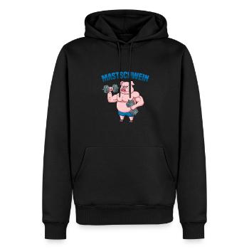 Fitness Muskeltraining Fitness Mastschwein - Männer Premium Bio Hoodie - Schwarz - Vorne - Nico (187cm)