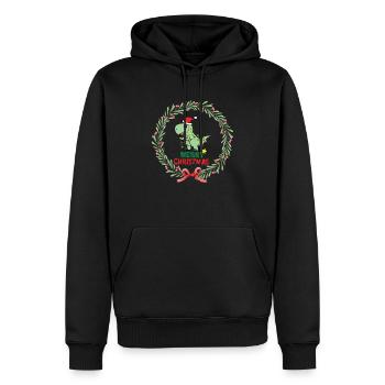 Merry Christmas Dinosaur - Men’s Premium Organic Hoodie - black - Front - Nico (187cm)